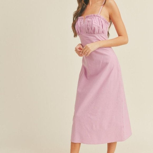 New Lavender Ruffle Cut Out Midi Dress - Picture 4 of 6